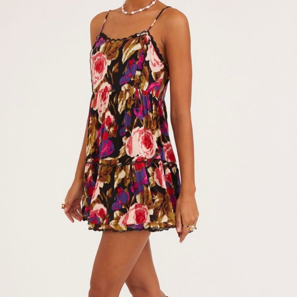 ⭐️ Hanna Floral Boho Peasant Hipster Hippie Art Deco Farm Babydoll Mini Dress